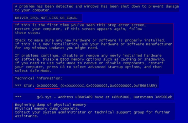 Синий экран смерти, BSoD Windows, исправляем и находим причины неисправностей